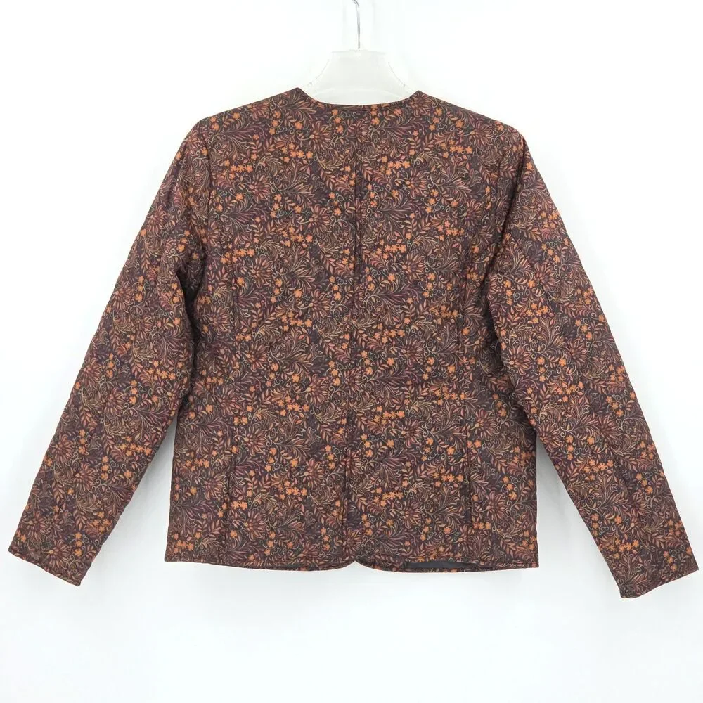 Croft & Barrel Quilted Jacket Womens Size Small Floral Fall Winter Gorpcore